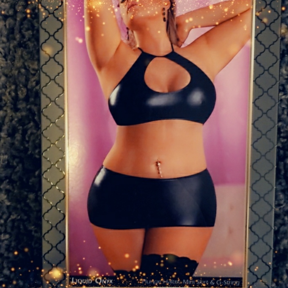Leather 2 piece lingerie